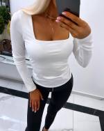 White Long-sleeved Stretch Blouse