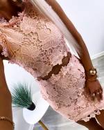 Pink Lace Bodycon Dress