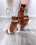 Pink Faux Leather Block Heel Shoes
