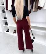 Ciemnoczerwony Spodnie Garniturowe O Prostym Kroju