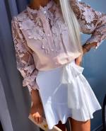 White Buttoned Blouse With Lace
