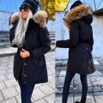 Beige Winter Parka With Natural Fur And Longer Back