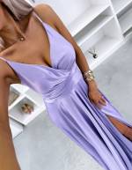 Violets Maksi Kleita Ar šķēlumu