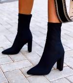 Black Block Heel Casual Ankle Boots