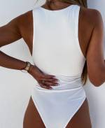 White Stretch Fabric Bodysuit