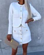 White Thicker Fabric Jacket With Gold Buttons