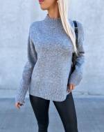 Pelēks Soft Sweater With Slit