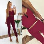 Red Jumpsuit With Golden Belt