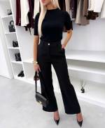 Ciemnoczerwony Spodnie Garniturowe O Prostym Kroju