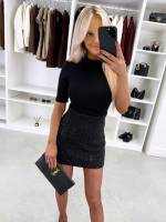 Czarny Ozdobna Spódnica Z Kamieniami