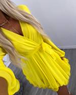Жёлтый Шифоновое платье с завязками посередине