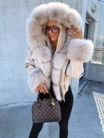 Bēša Bomberjaka Ar Kapuci Un Siltu Oderi