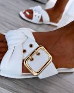 Black Comfortable Sandals With Tie And Golden Straps