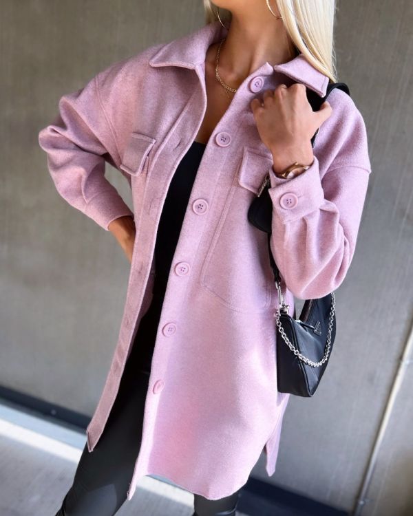 Light Pink Oversized Buttoned Jacket