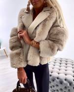 Grey Short Faux Fur Coat