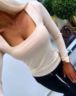 White Long-sleeved Stretch Blouse