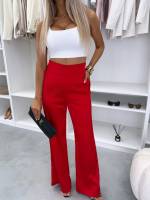 Pruun Täispikad Siidjas Püksid