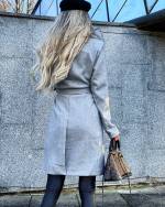 Grey Faux Fur Collar Wool Coat