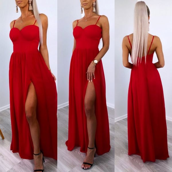 Red Slit Maxi Dress