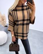 Camel Oversized Patterned Sweater