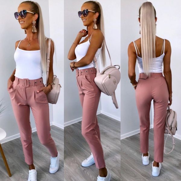 Pink Long Belted Pants