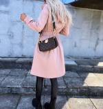 Pink Tie-waist Hooded Spring/autumn Coat