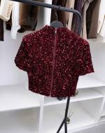 Tumepunane Pehme Litritega Crop-pluus