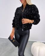 Melns Soft Jacket With Sequins
