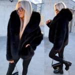 Taupe Luksuslik Kapuutsiga Kasukas