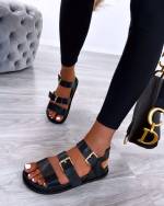 Beige Sandals With Golden Straps
