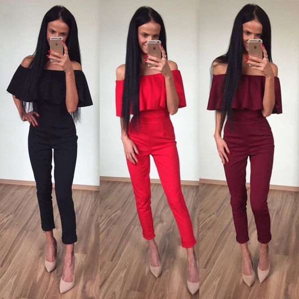 Red Wavy Jumpsuits
