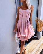 Pink Chiffon Dress With Shoulder Straps
