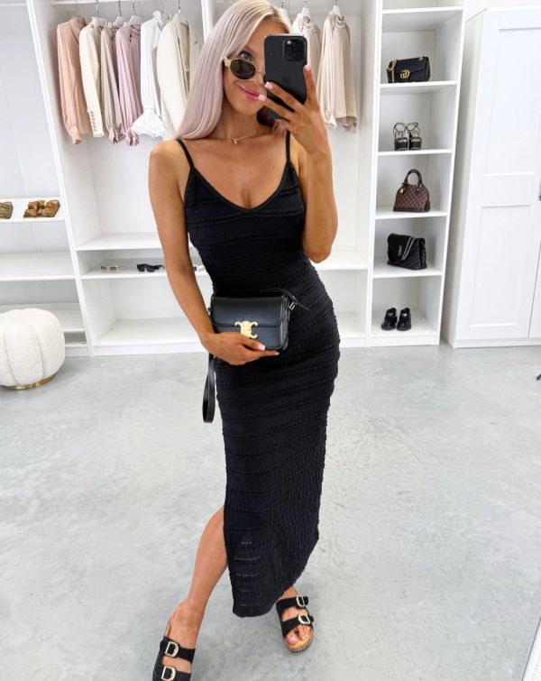 Black Stretch Dress With Slit