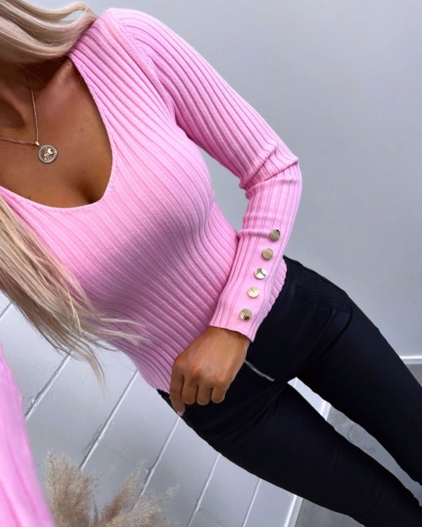 Light Pink V-cut Sweater