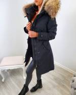 Khaki Winter Parka With Natural Fur And Waterproof Outer Layer