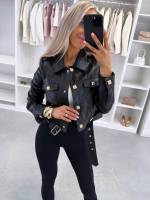 Бежевый Приталенный жакет на кнопках