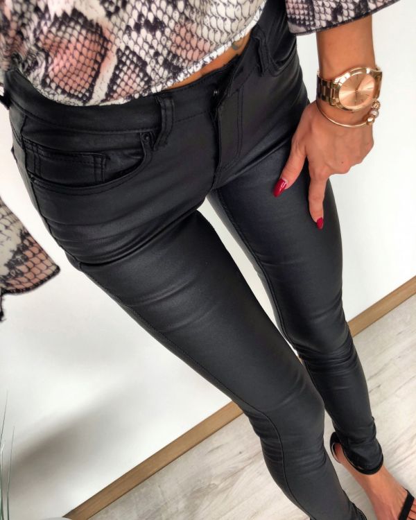Black Stretchy Faux Leather Pants