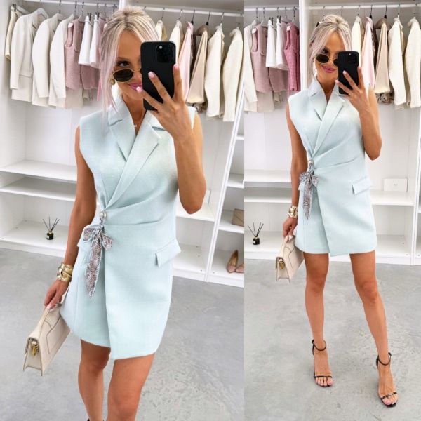 Light Blue Tailored Blazer Dress