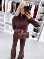Brown Stretchy And Soft Two-piece Set
