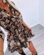 Leopardas Surišama Marškinių Tipo Suknelė