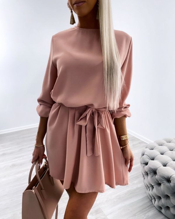Light Pink Comfy Casual Tie Dress