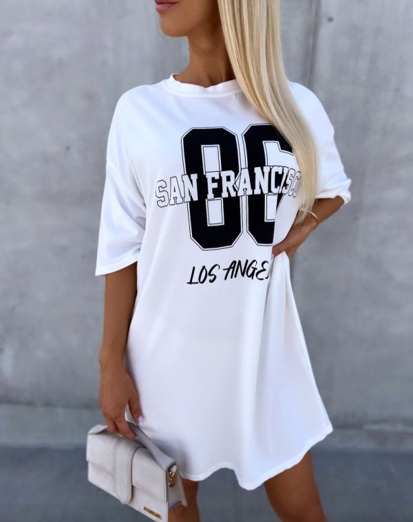 Balts T-kreklu Kleita San Francisko