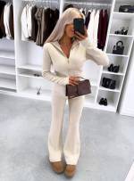 Brown Stretchy And Soft Two-piece Set