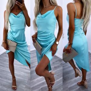 Turquoise Silky Bodycon Dress