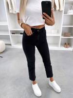 Juoda Minkšti „mom Fit“ Džinsai