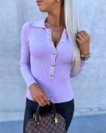 Purple Golden Snap Button Sweater