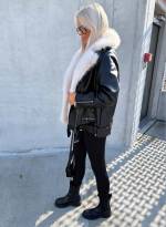 Bēša Oversize Mākslīgās Kažokādas Jaka Ar Siltu Oderi