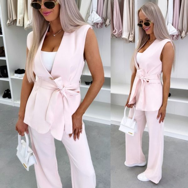 Light Pink Tie-front Vest Jacket