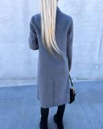 Grey Buttoned Wool Coat