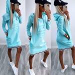 Turquoise Hooded Pullover Dress